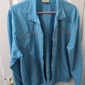 Teddi Women's Shirt XL Blue Teal Embroidery